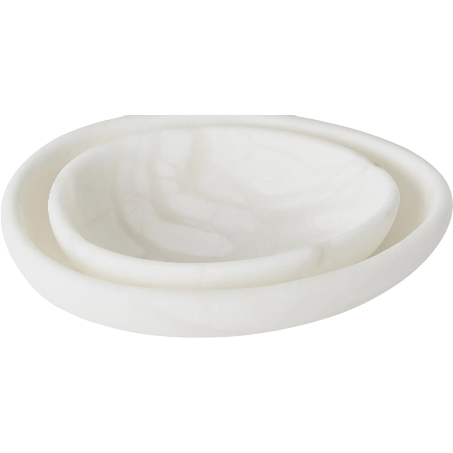 003 SI-2445758,SI-2445759 | Additional Silo | Oblique Alabaster Bowl by Global Views in white. Made from alabaster in a unique style.