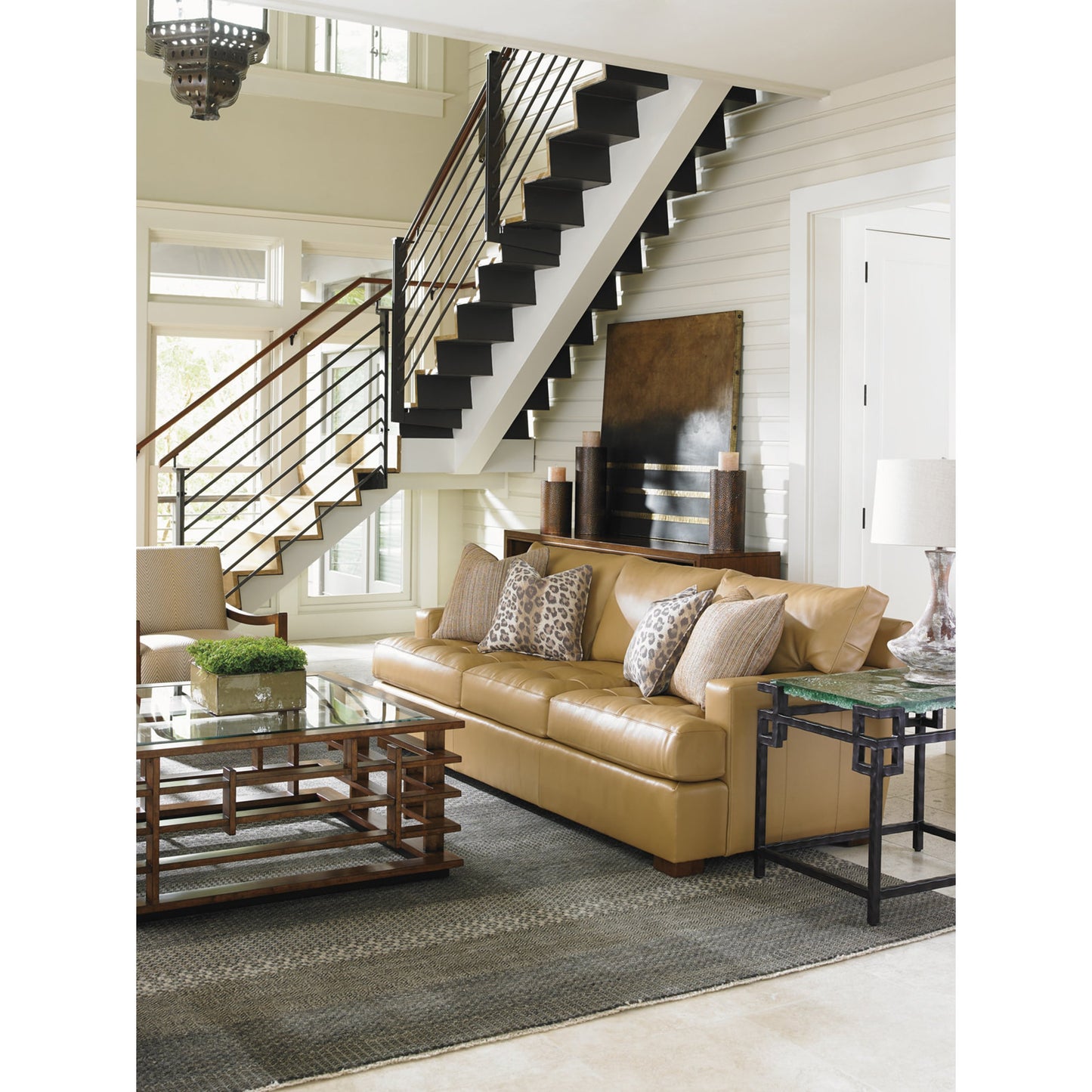 006 SR-836144 | Lifestyle | Hermes Reef Glass Top End Table by Tommy Bahama Home. Made from unique in a modern style.