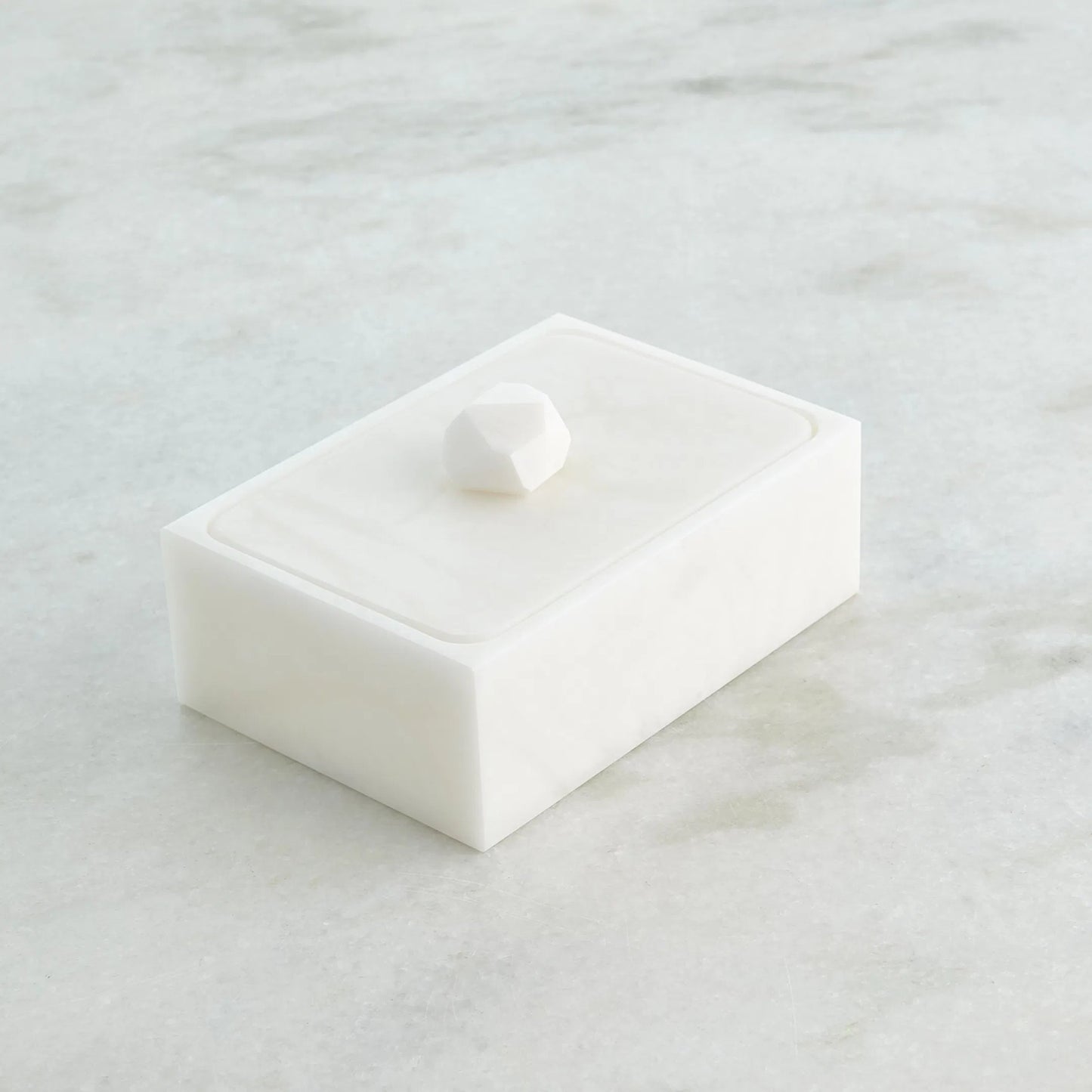 006 SI-2323530 | Additional Silo | Facet Knob Alabaster Box by Global Views in white. Made from unique in a unique style.