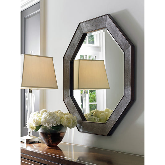 Riva Octagonal Mirror by Lexington. Made from unique in a transitional style.