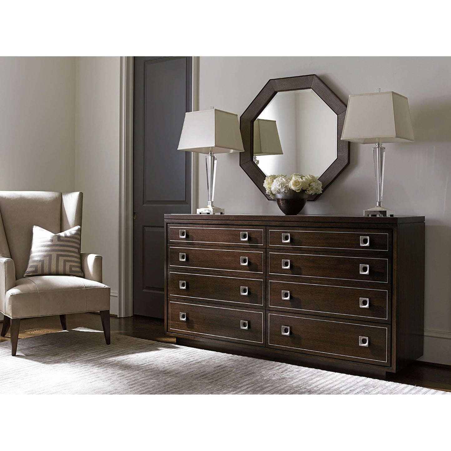004 SR-835621 | Lifestyle | Riva Octagonal Mirror by Lexington. Made from unique in a transitional style.