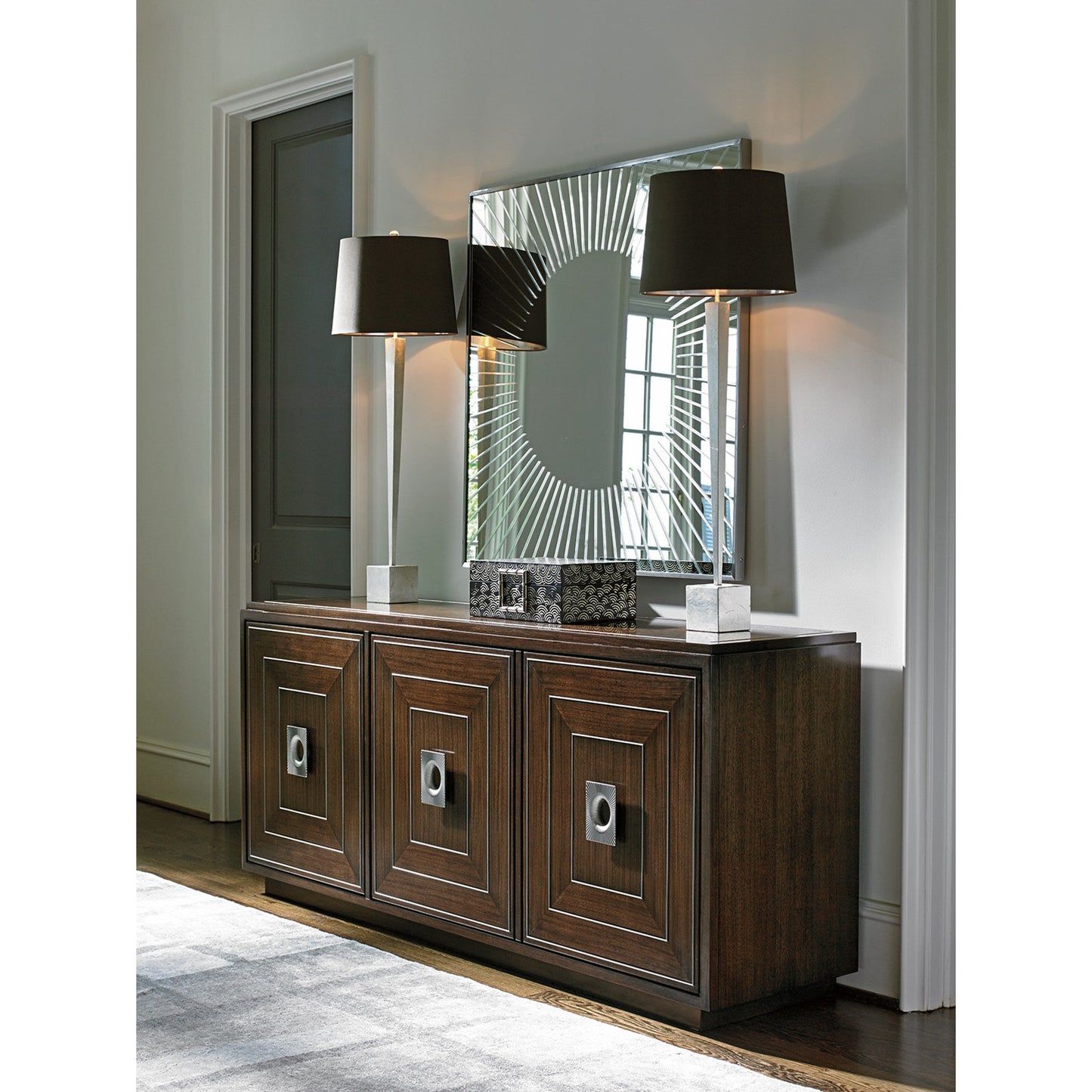 004 SR-835209 | Lifestyle | Calliope Square Sunburst Mirror by Lexington. Made from unique in a modern style.