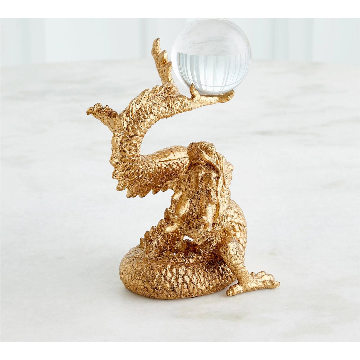 002 SI-2323470 | Lifestyle | Dragon Holding Sphere by Global Views in gold. Made from unique in a modern style.