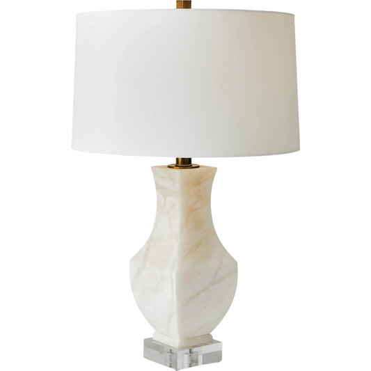 Alabaster Square Urn Lamp by Global Views in alabaster and brass. Made from unique in a modern style.