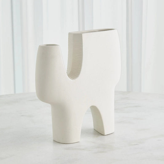 Cassel Vase by Global Views in matte white. Made from ceramic in a modern style.