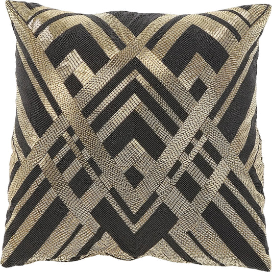 Woven Lines Pillow by Global Views in black, pearl. Made from unique in a eclectic & global style.