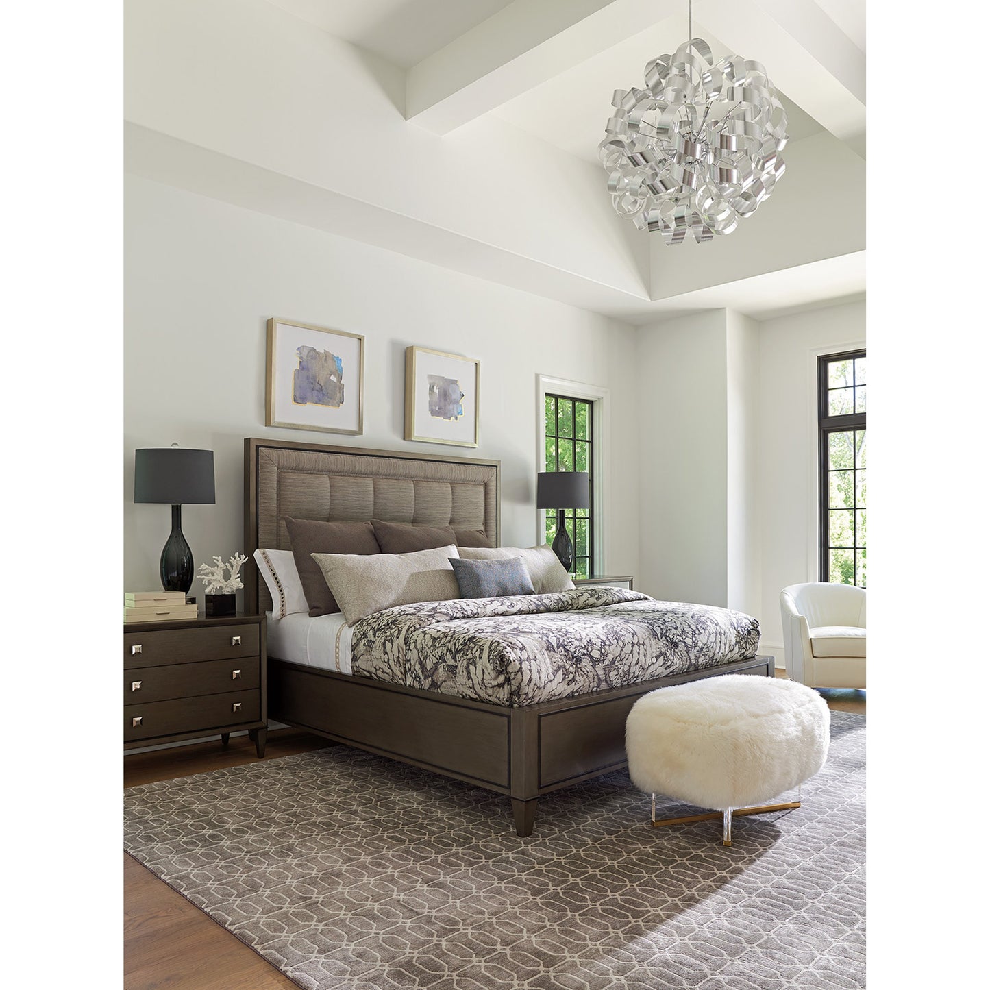 005 SR-835581 | Lifestyle | Paloma Nightstand by Lexington in platinum silver gray. Made from unique in a transitional style.