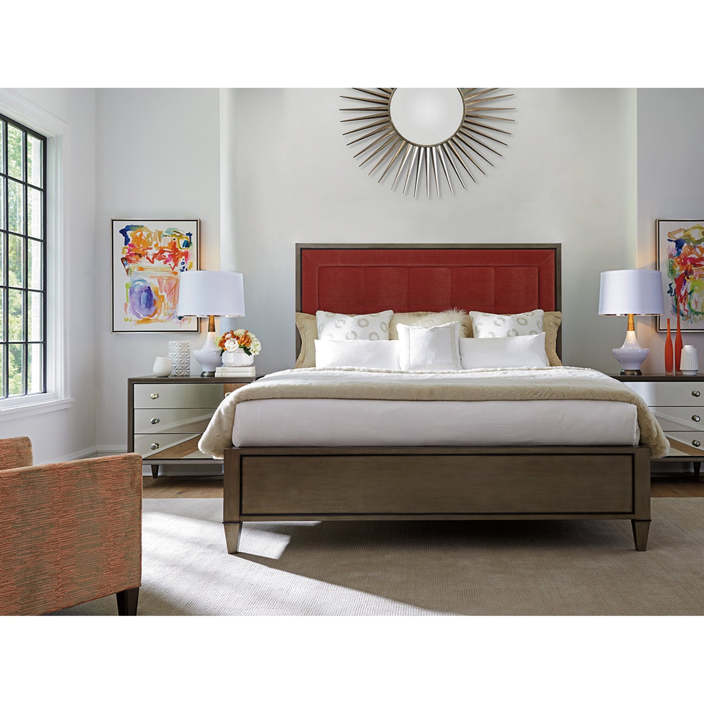 005 SR-835309 | Lifestyle | Divonne Mirrored Nightstand by Lexington in silver gray. Made from unique in a transitional style.