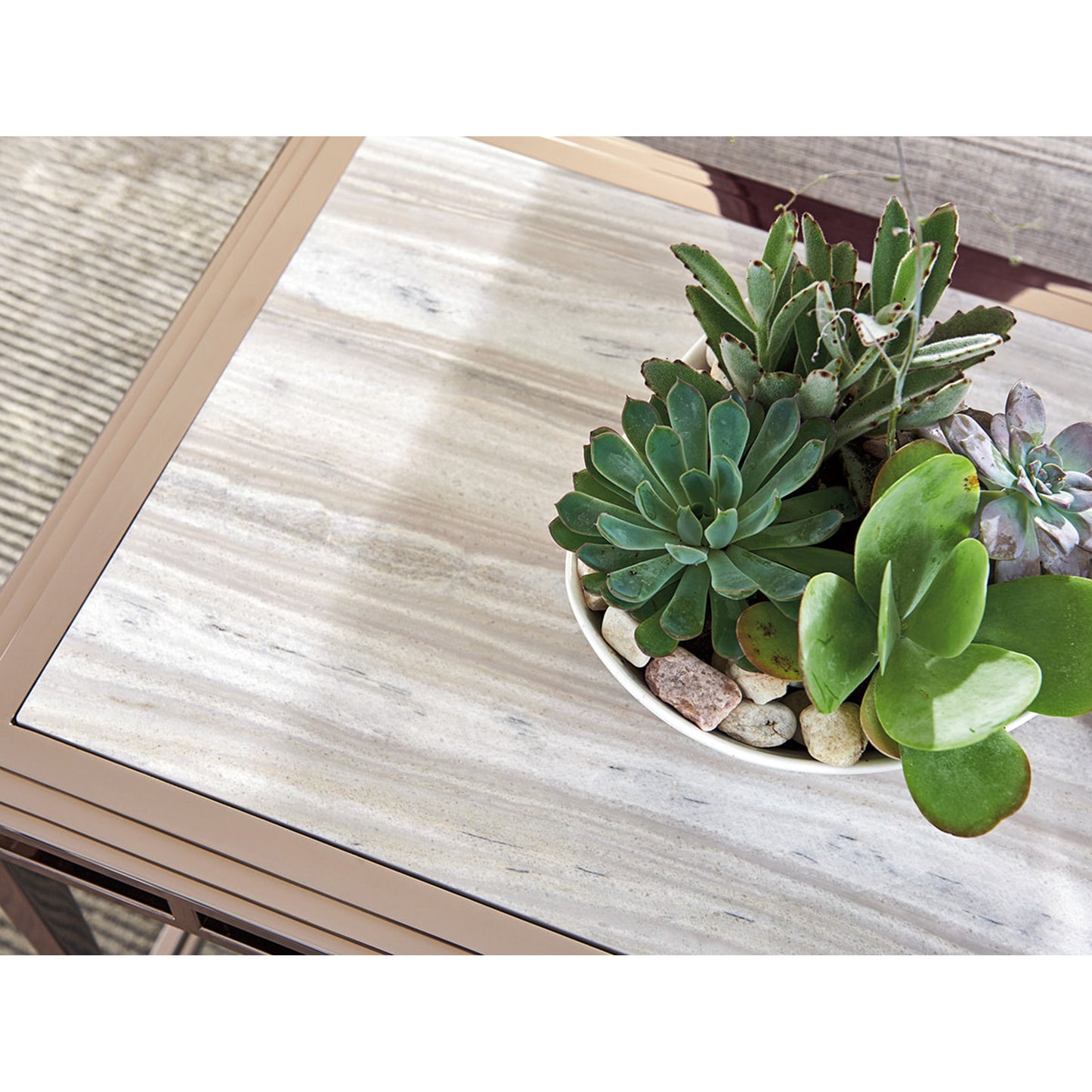 008 SR-835109 | Lifestyle | Athene Stainless Cocktail Table by Lexington. Made from unique in a transitional style.