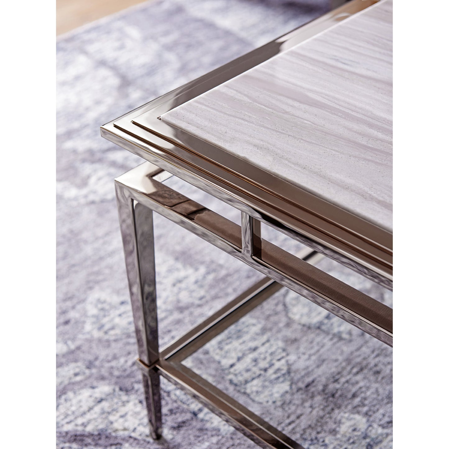 013 SR-835109 | Lifestyle | Athene Stainless Cocktail Table by Lexington. Made from unique in a transitional style.