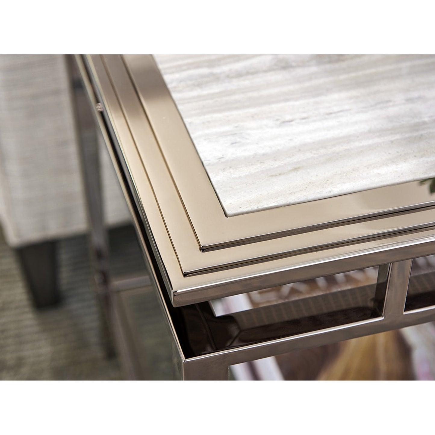 005 SR-835110 | Lifestyle | Athene Stainless End Table by Lexington. Made from unique in a transitional style.
