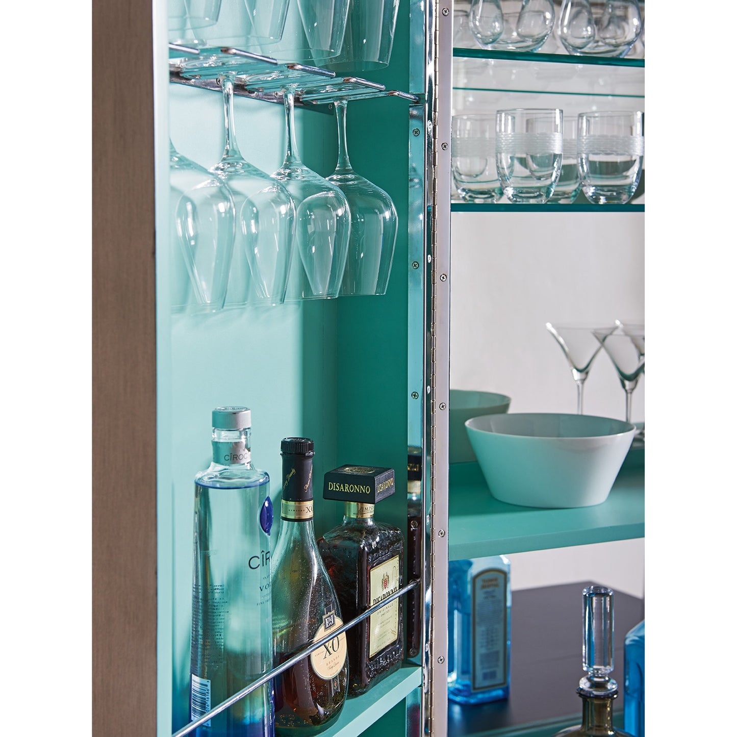 011 SR-835256 | Lifestyle | Cheval Bar Cabinet by Lexington in silver gray. Made from unique in a transitional style.