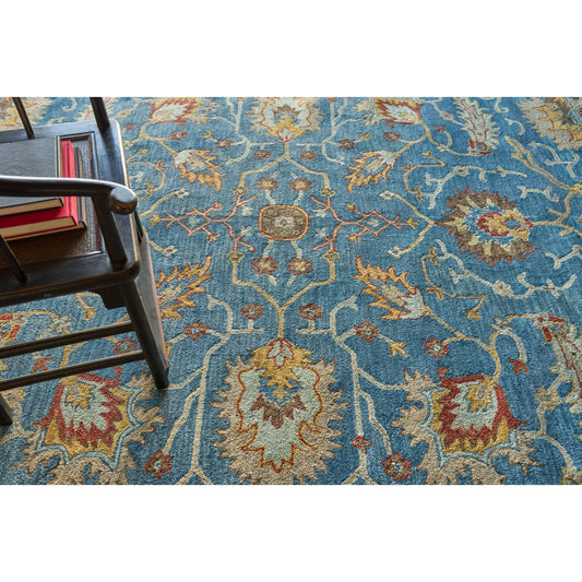 Newport 7330 Rug by Exquisite Rugs in blue, ivory. Made from new zealand wool in a unique style.