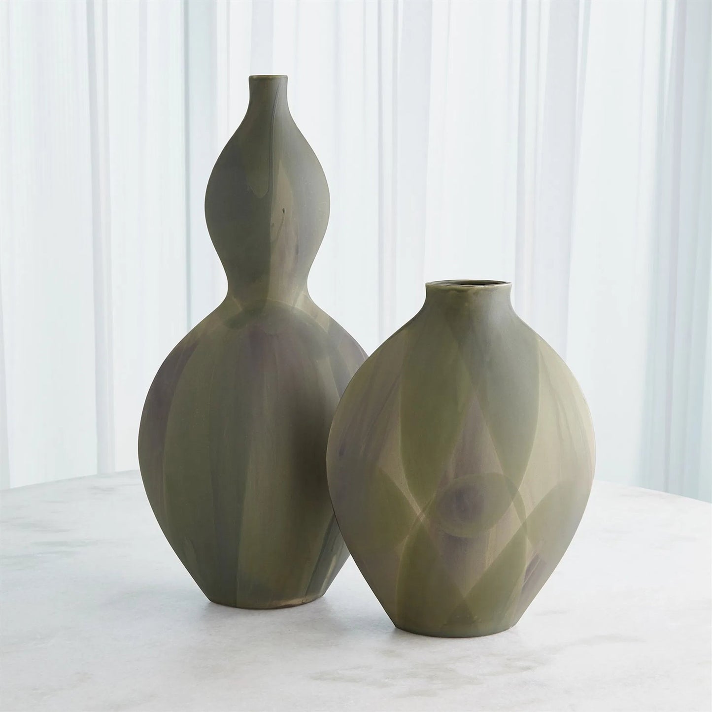 018 SI-2323747,SI-2323748 | Lifestyle | Helios Green Vase by Global Views in green. Made from unique in a unique style.