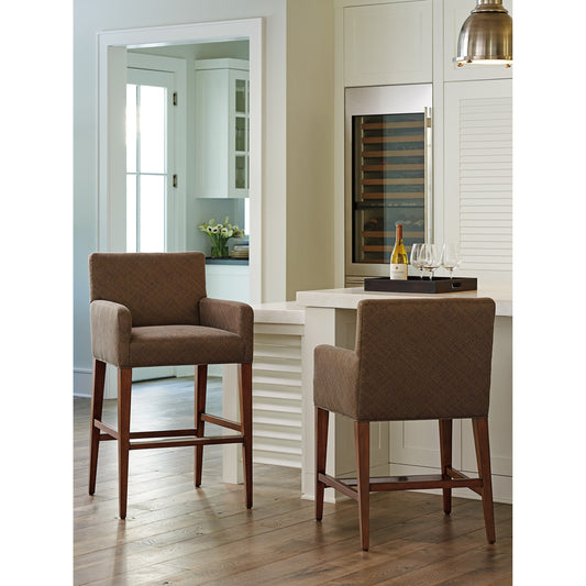 Perry Counter Stool by Lexington in brown. Made from unique in a transitional style.
