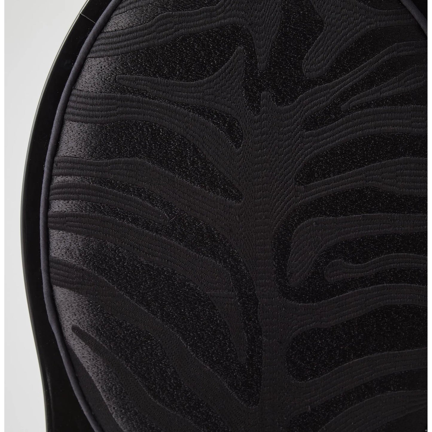 010 SI-2445518 | Closeup | Zebra Dining Chair by Global Views in brass. Made from rubberwood, wood, fabric, computer embroidery work on cotton duck fabric in a eclectic & global style.