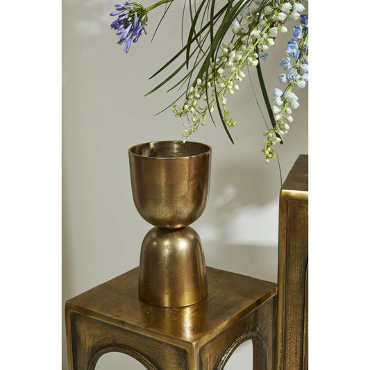 Lumos Footed Urn by Accent Decor in antique-gold. Made from metal in a modern style.