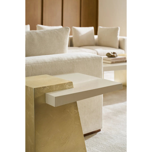 Plank Side Table by Caracole in oracle and almond milk, oracle. Made from unique in a transitional style.