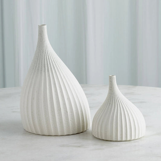 Dewdrop Vase by Global Views in white. Made from earthenware in a modern style.