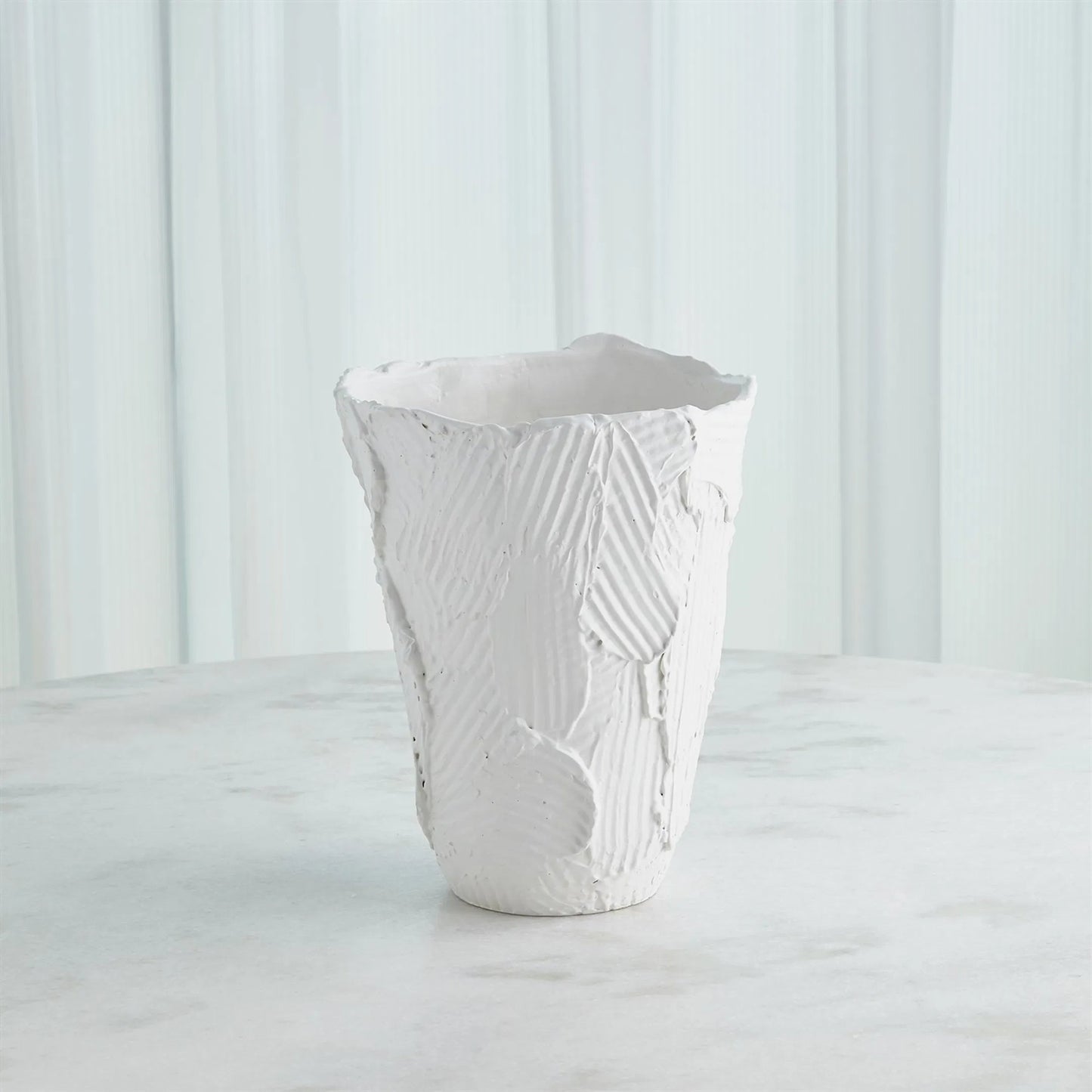 007 SI-2323282 | Lifestyle | Chip Short Vase by Global Views in matte white. Made from unique in a rustic style.