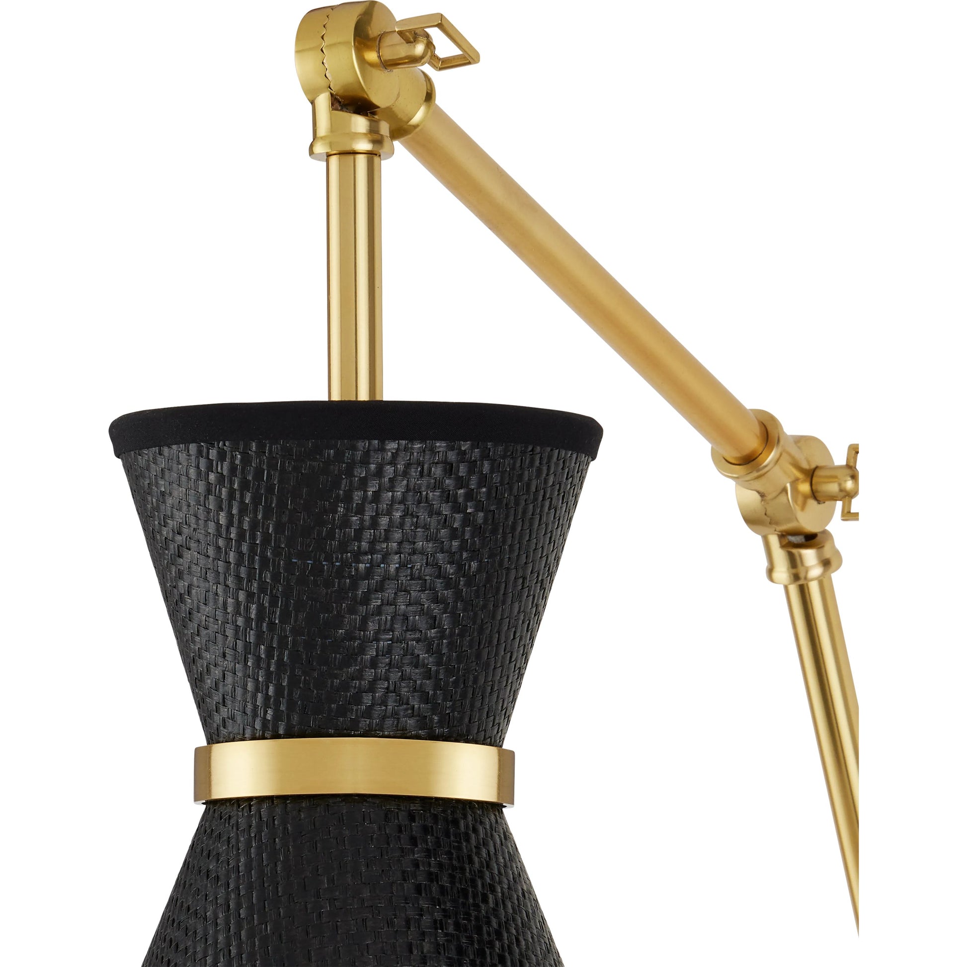 Avignon Wall Sconce by Currey and Company in polished brass, black. Made from metal, paper in a modern style.