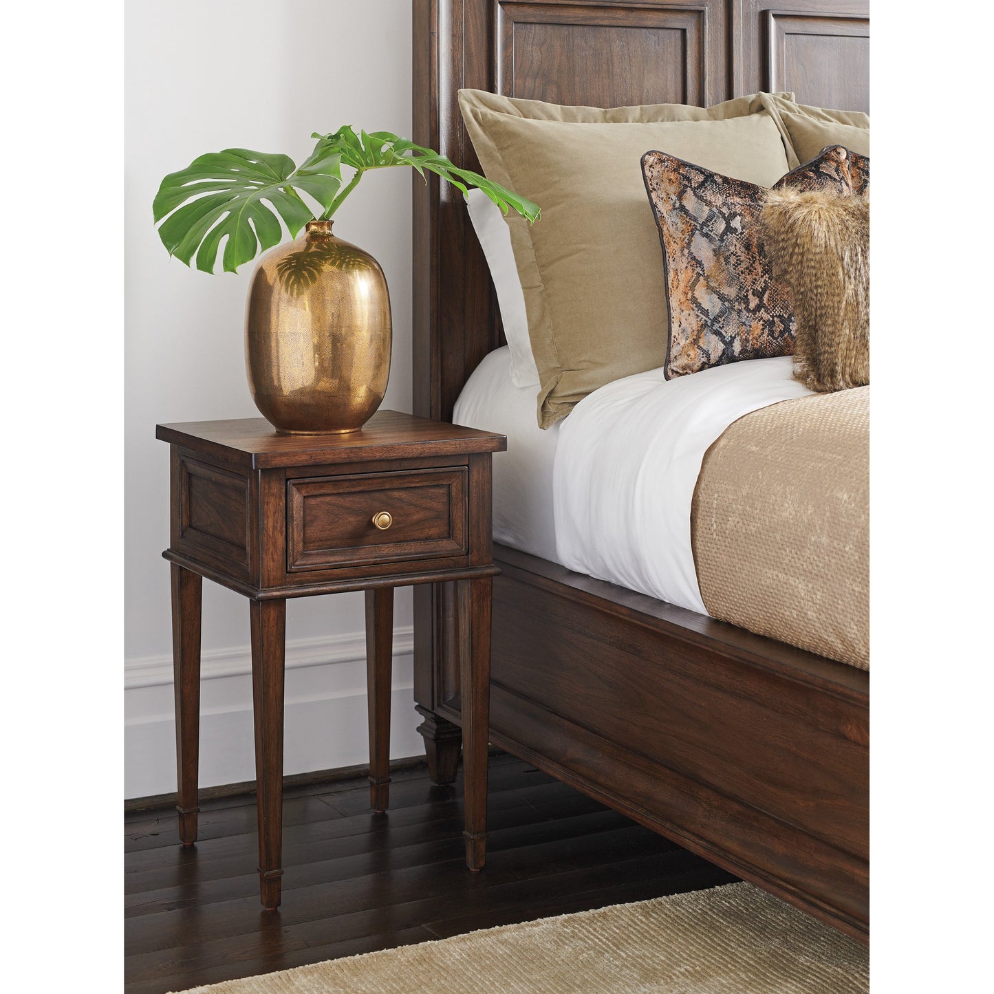 003 SI-1823469 | Lifestyle | Surrey Night Table by Lexington in walnut. Made from unique in a traditional style.