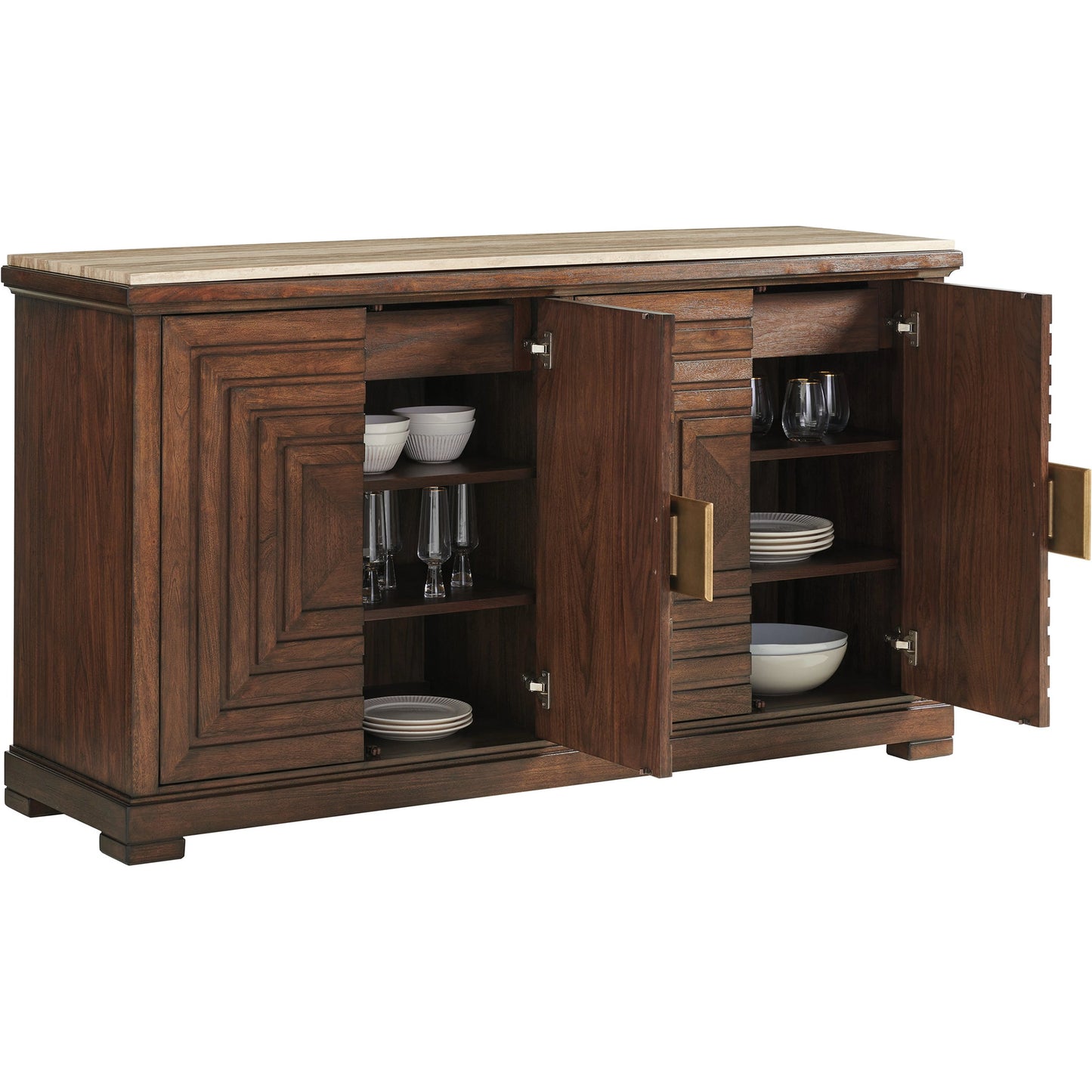 002 SI-1962797 | Additional Silo | Los Gatos Buffet with Stone Top by Lexington in walnut. Made from unique in a transitional style.