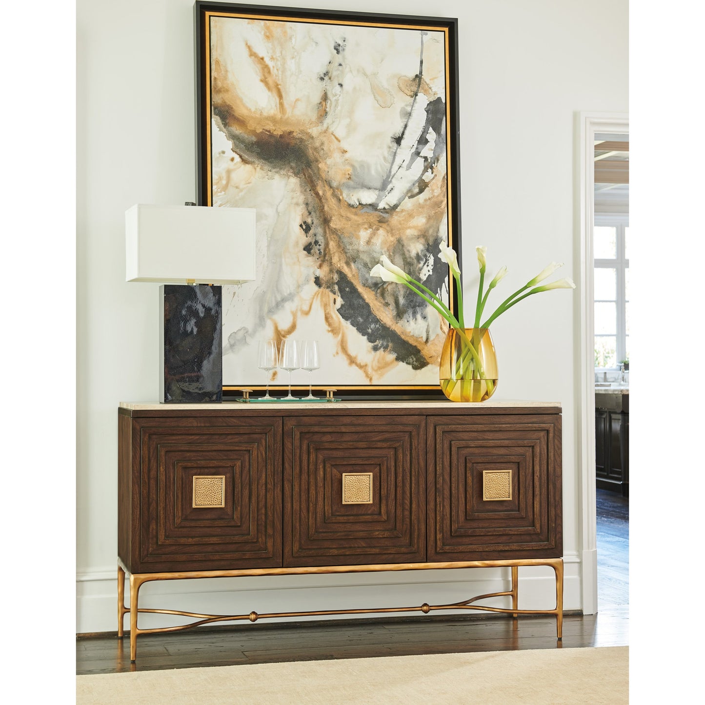 004 SI-1823470 | Lifestyle | Tiburon Sideboard by Lexington in walnut. Made from unique in a transitional style.