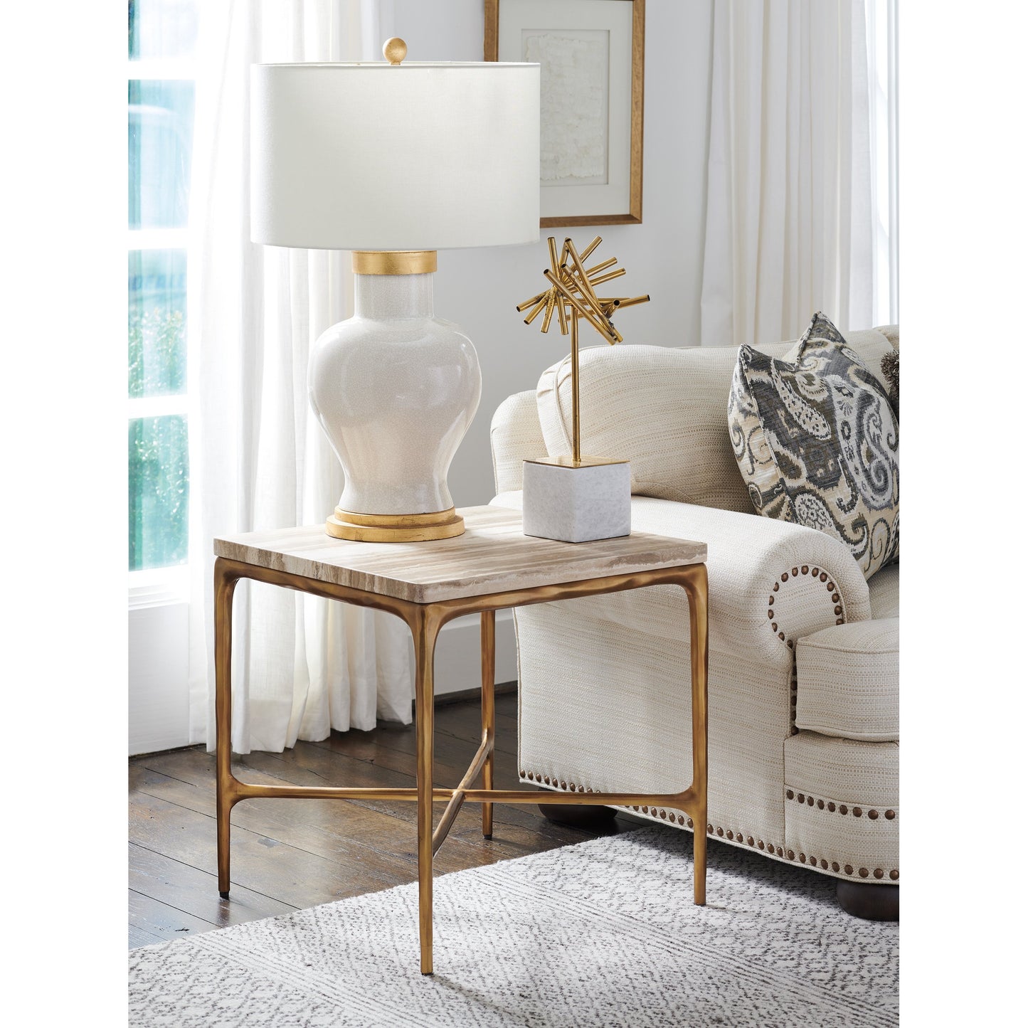 006 SI-1823453 | Lifestyle | Menlo Park End Table by Lexington in maritime brass. Made from unique in a transitional style.