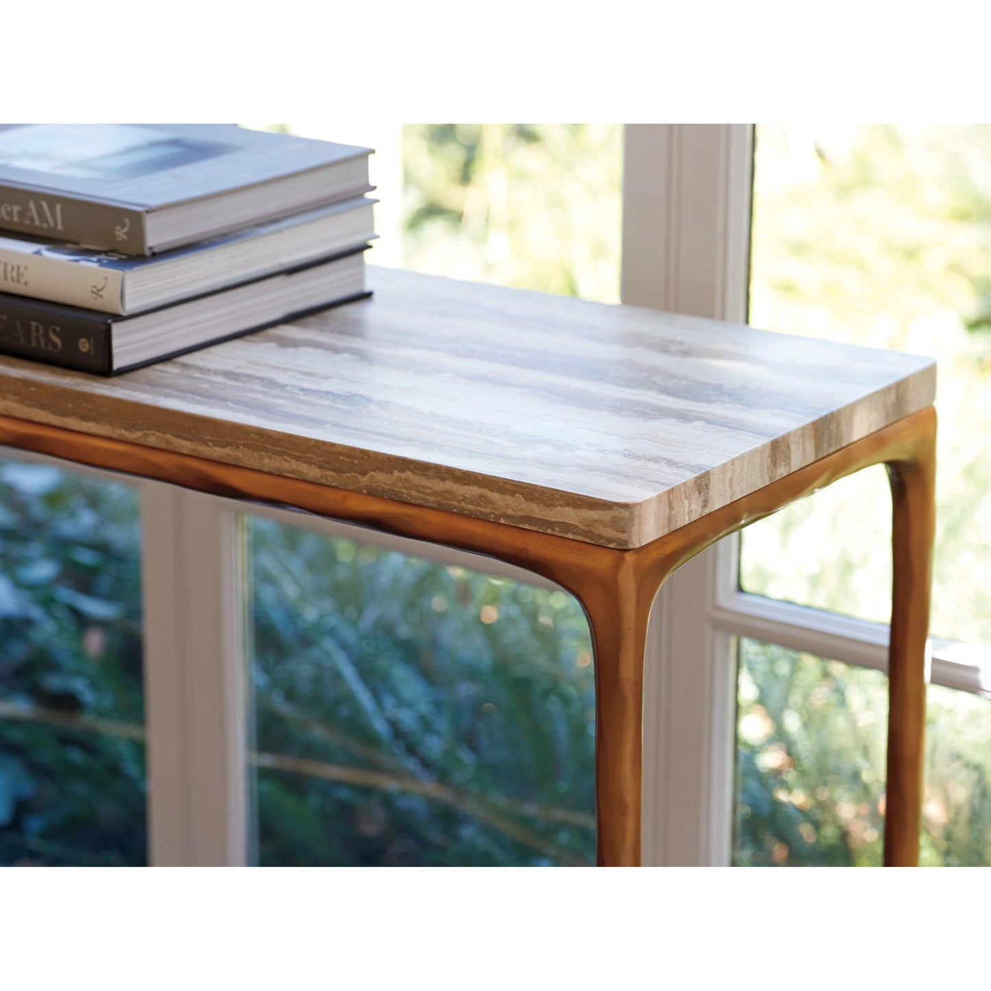 002 SI-1823452 | Additional Silo | Menlo Park Console by Lexington in maritime brass. Made from unique in a transitional style.