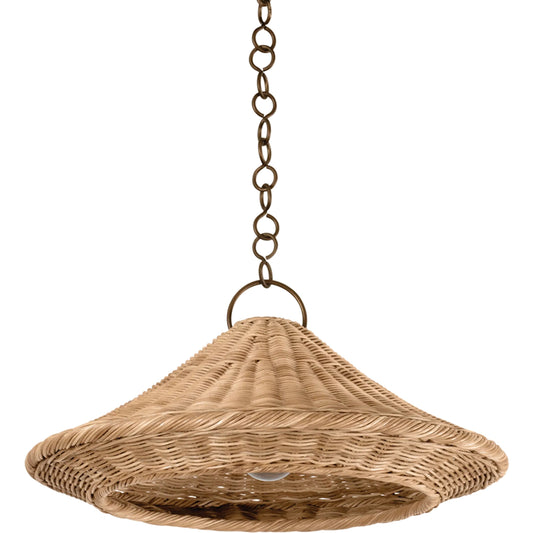 Baychester Pendant by Hudson Valley in bronze leaf. Made from natural woven in a rustic style.