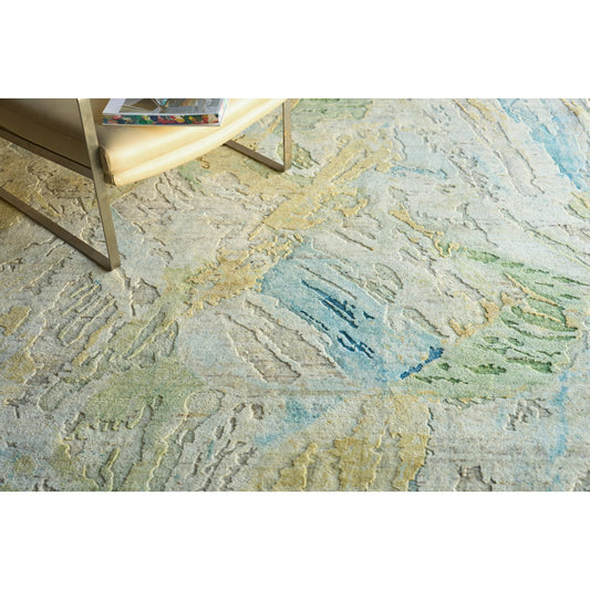 Moderno 7425 Rug by Exquisite Rugs in yellow, green, blue. Made from new zealand wool in a unique style.
