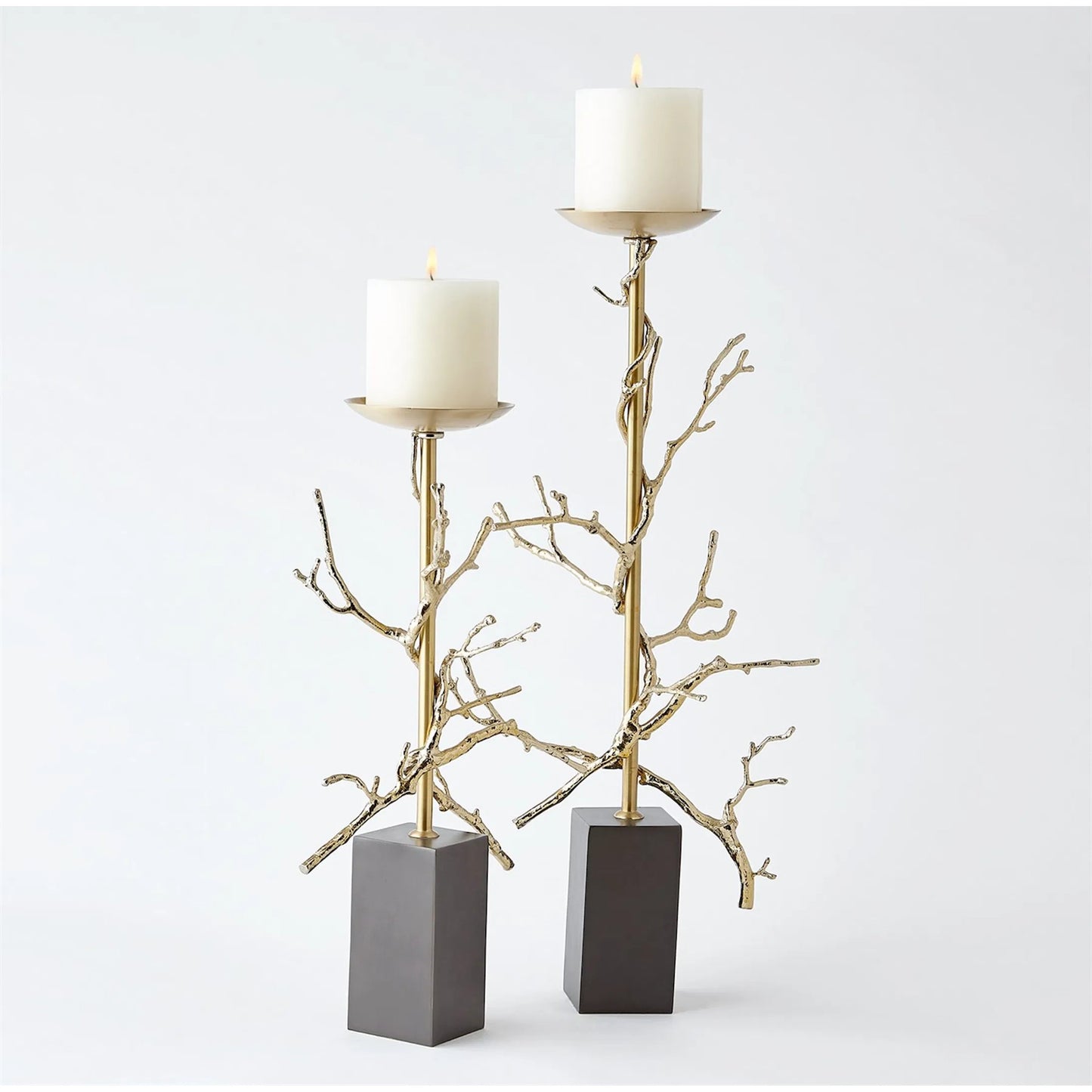 001 SR-893409,SR-893410 | Primary Silo | Twig Candle Holder by Global Views in brass. Made from brass, mild steel, cast iron in a modern style.
