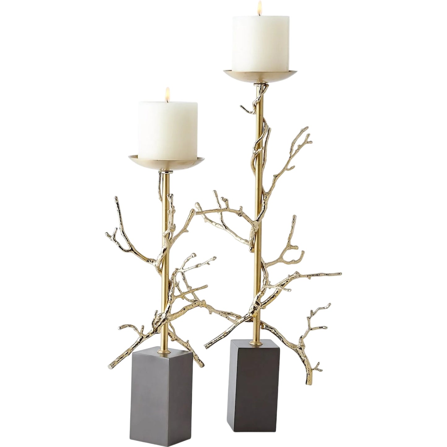 001 SR-893409,SR-893410 | Primary Silo | Twig Candle Holder by Global Views in brass. Made from brass, mild steel, cast iron in a modern style.