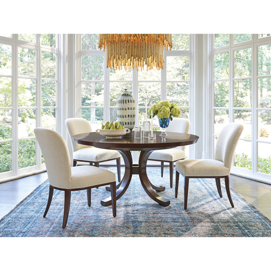 Warwick Round Dining Table by Lexington in dark brown. Made from walnut in a unique style.