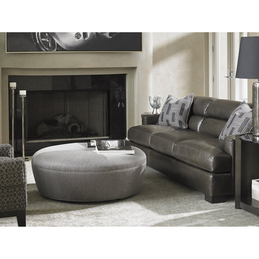 Claudia Ottoman by Lexington in modern gray. Made from unique in a transitional style.