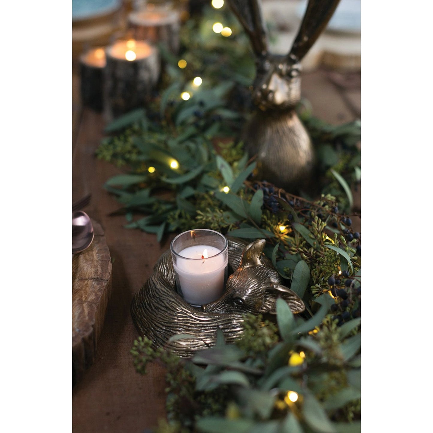 003 SI-2083691 | Lifestyle | E+E Sleepy Eloise Candleholder by Accent Decor in gold. Made from metal in a traditional style.
