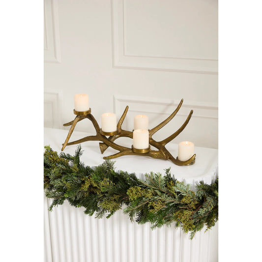 Andean Antler Candleholder by Accent Decor in antique, gold. Made from metal in a unique style.