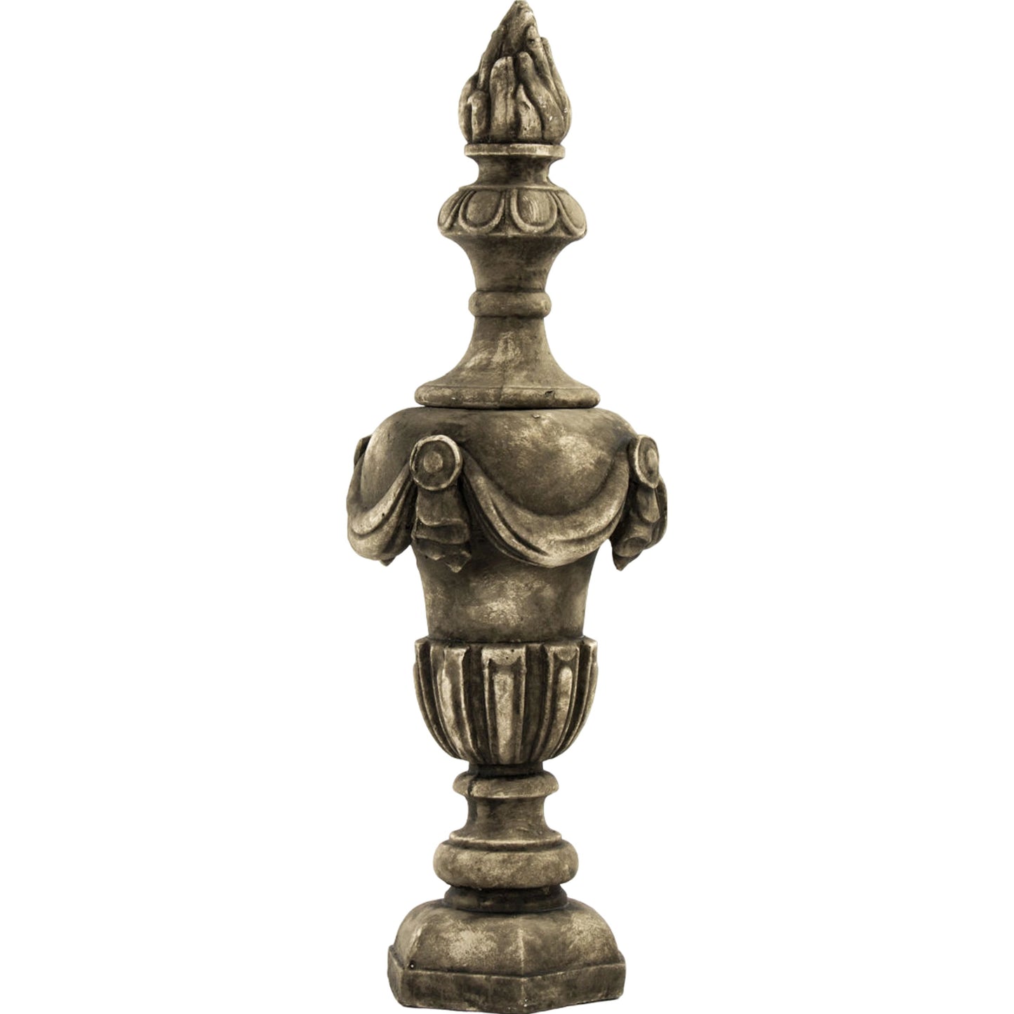 002 S-338198 | Closeup | Resin Urn by Zentique in distressed gray and resin. Made from resin in a traditional style.