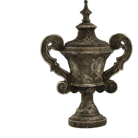 Distressed Gray Resin Accent Urn by Zentique in distressed gray. Made from resin in a traditional style.