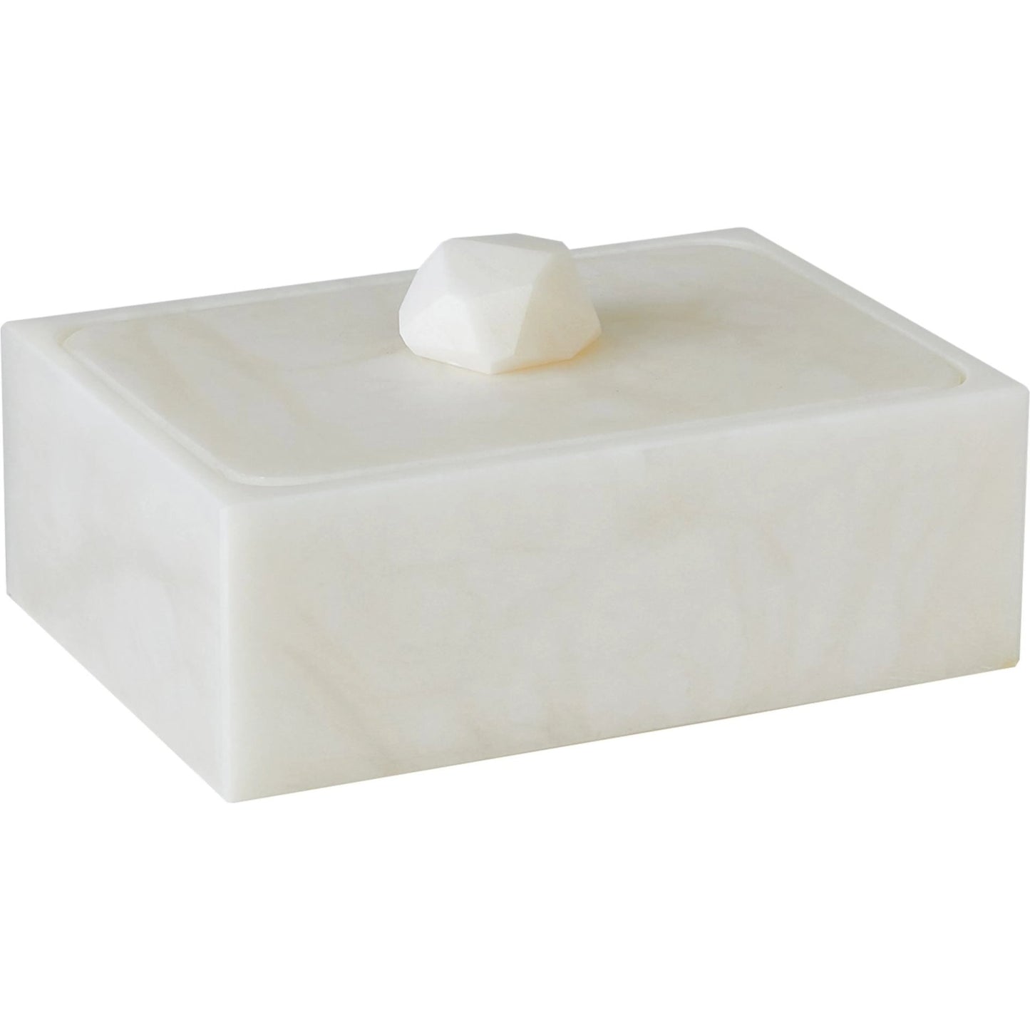 008 SI-2323530 | Additional Silo | Facet Knob Alabaster Box by Global Views in white. Made from unique in a unique style.
