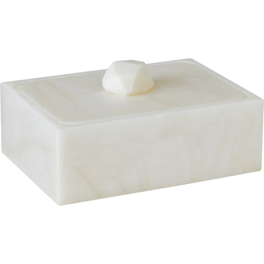 Facet Knob Alabaster Box by Global Views in white. Made from unique in a modern style.