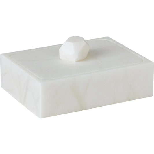 Facet Knob Alabaster Box by Global Views in white. Made from unique in a modern style.