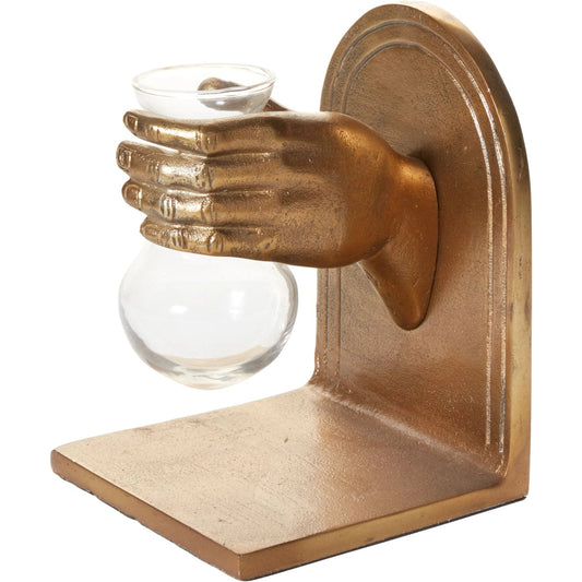 Handheld Bookend Set by Accent Decor in antique-gold. Made from metal in a modern style.