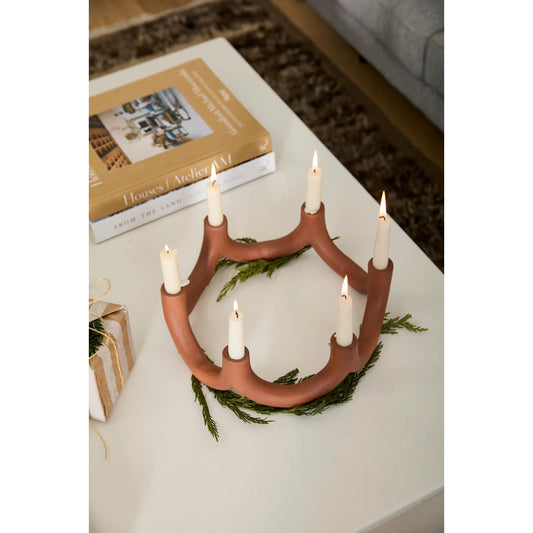 Harris Candelabra by Accent Decor in terracotta. Made from metal in a modern style.