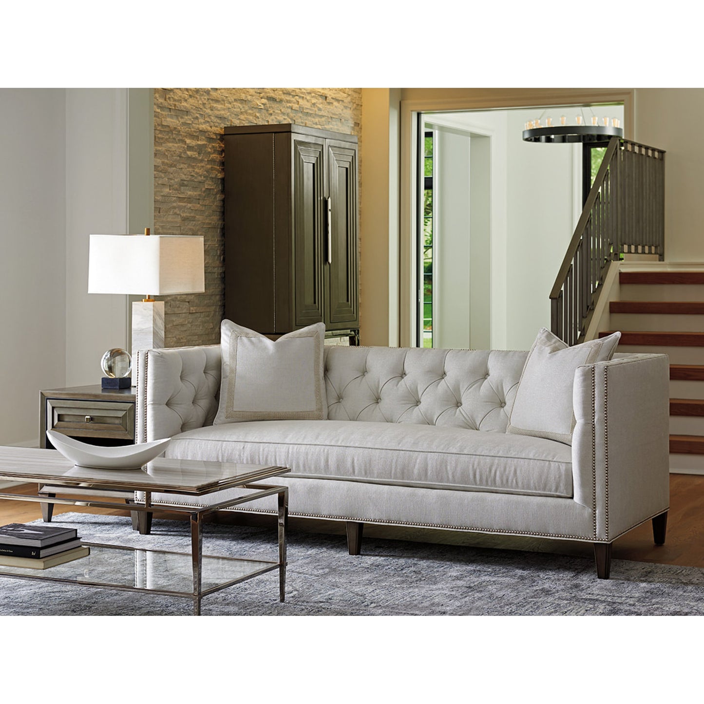 009 SR-835109 | Lifestyle | Athene Stainless Cocktail Table by Lexington. Made from unique in a transitional style.