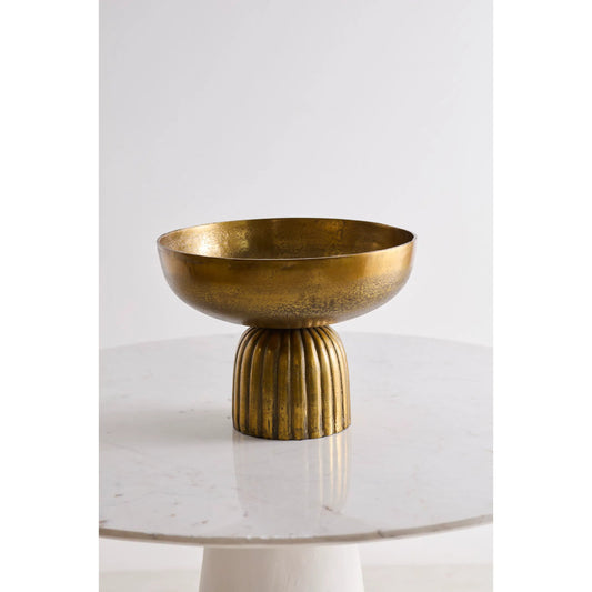 Hamilton Footed Bowl by Accent Decor in antique-gold. Made from metal in a traditional style.