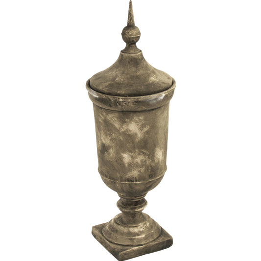 Distressed Resin Accent Urn by Zentique in distressed gray. Made from resin in a cottage & farmhouse style.