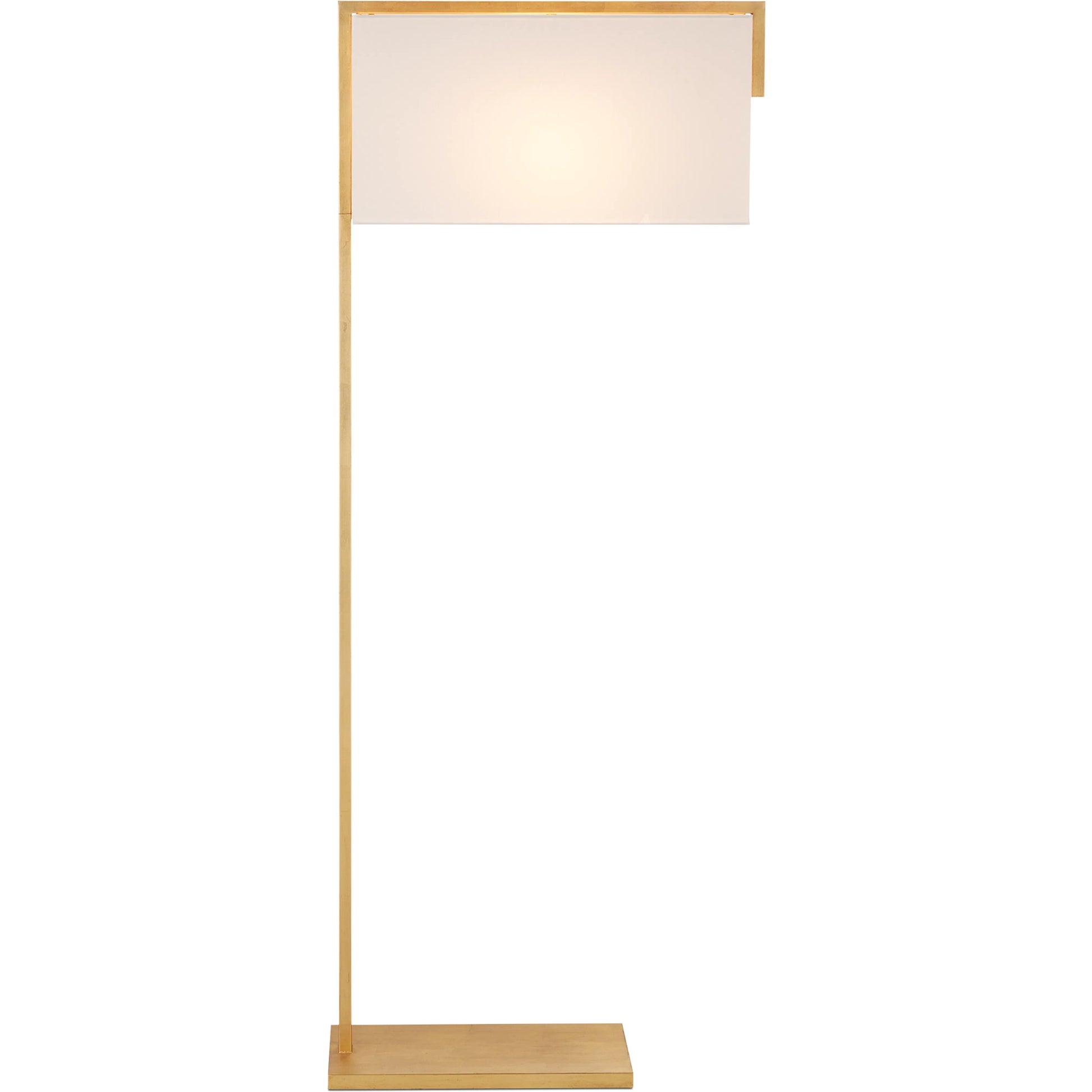 Gambit Floor Lamp by Currey and Company in contemporary gold leaf. Made from metal in a modern style.