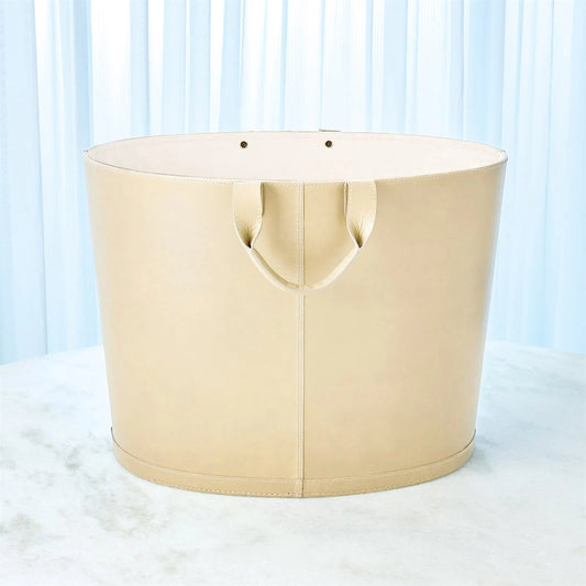 Oversized Oval Leather Basket by Global Views. Made from unique in a eclectic & global style.